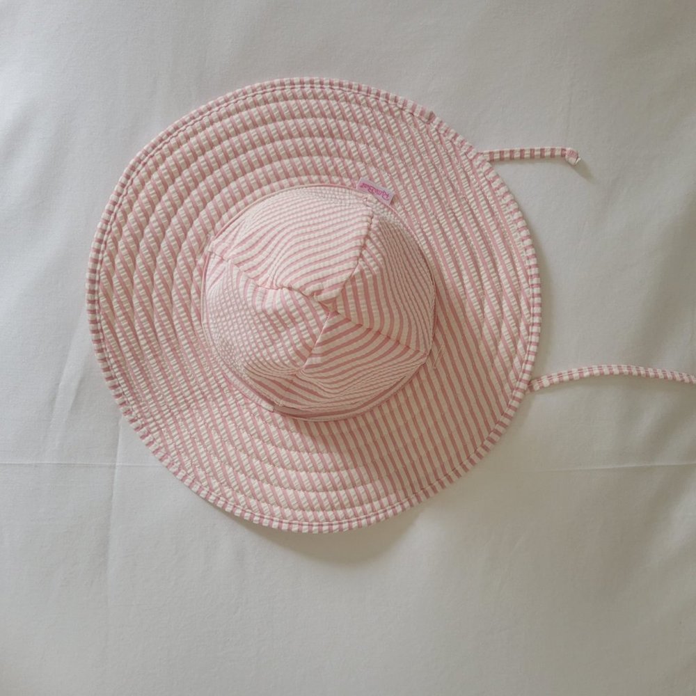 RuffleButts® Baby/Toddler Girls UPF 50+ Sun Protective Wide Brim Swimwea.